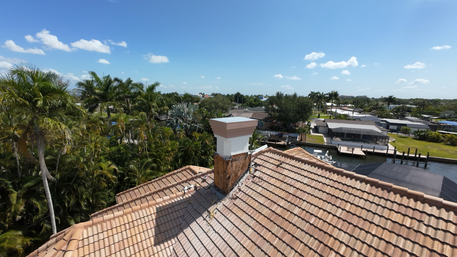 Roof repair work being completed by Prestige Roofing in Southwest Florida