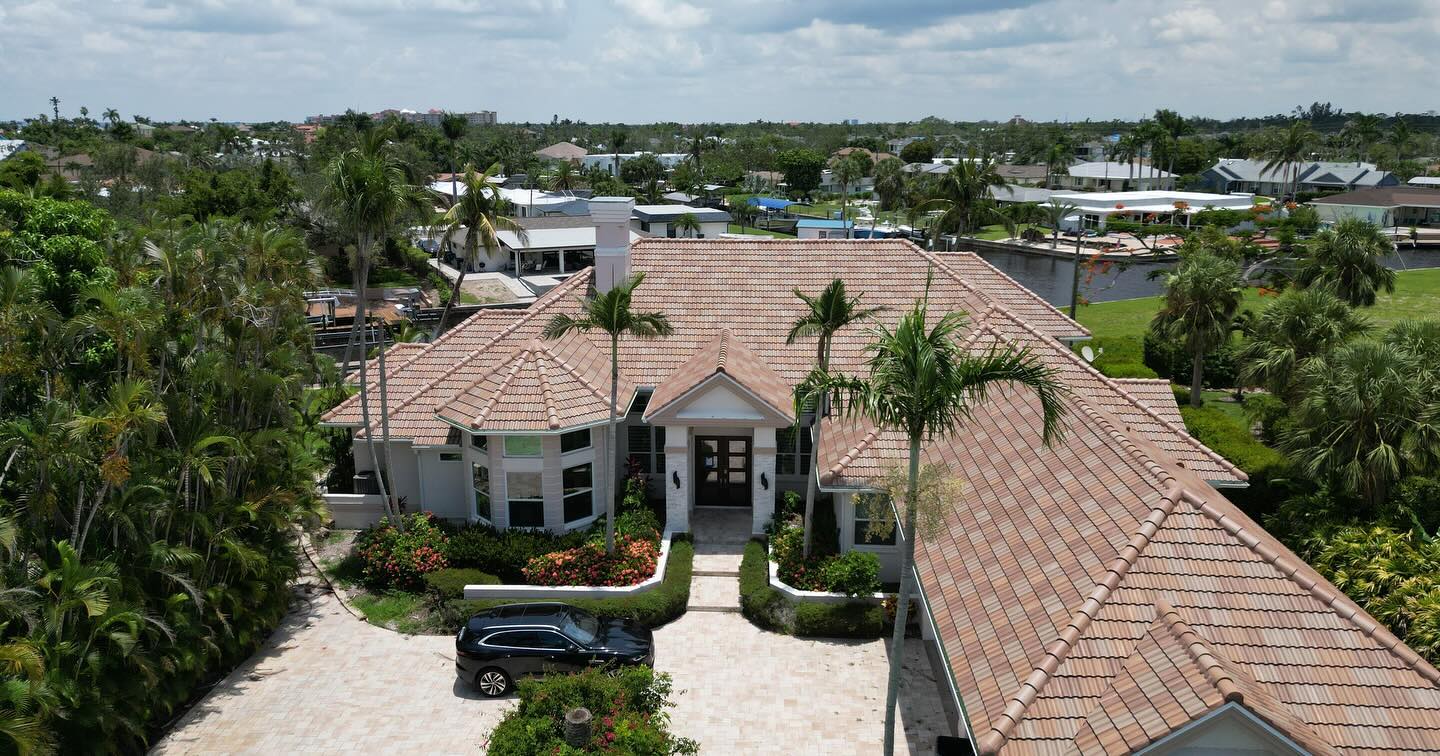 Clay tile roof close-up in Southwest Florida